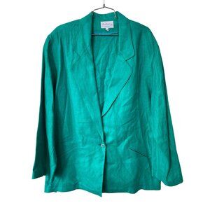 Vintage 90s Lombardi Linen Blazer Jacket Size 14 Single Button Deadstock NEW